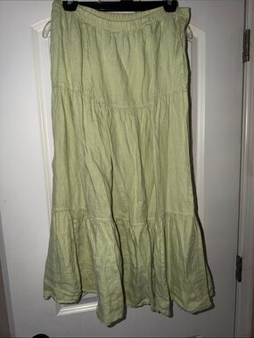 LOFT lime Green Tiered Maxi Skirt